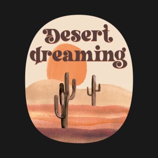 Desert Dreaming Boho Southwestern Watercolor Desert Cactus Landscape Sunset T-Shirt