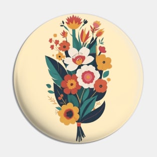 Frida's Blooming Inspiration: Illustrated Flower Bouquet Pin