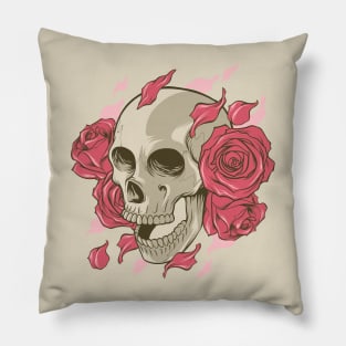 skull rose retro Pillow