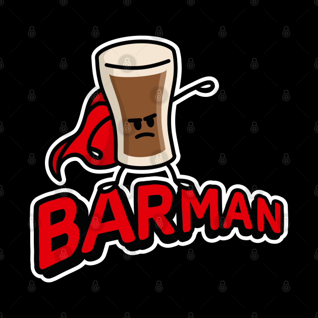 Barman, superhero barkeeper stout beer pub Ireland by LaundryFactory