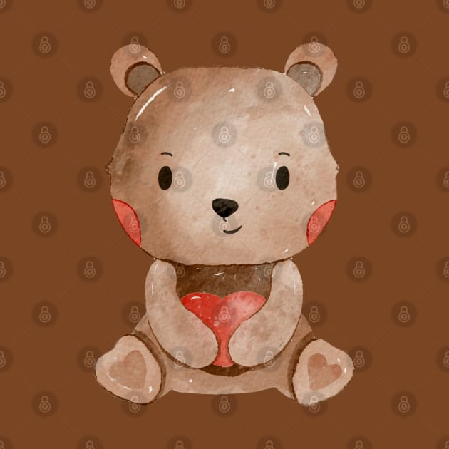 Cute Valentines Day Teddy Bear by MutchiDesign