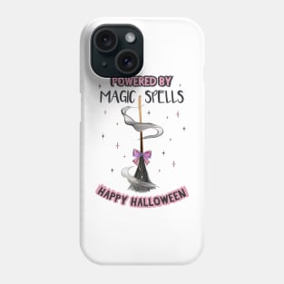 Happy Halloween. Broom Powered by Magic Spells Phone Case