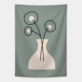 Abstract flowers in a vase, Flower market, Cute blue flowers, Retro print, Cottagecore, Fun art, Minimalist Tapestry