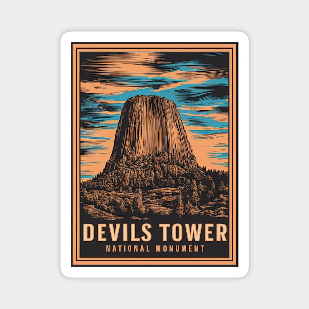 Devils Tower National Monument Poster Magnet by Perspektiva