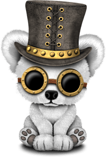 Steampunk Baby Polar Bear Magnet