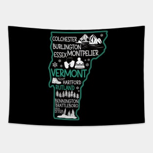 Vermont Rutland cute map Essex Bennington Brattleboro Colchester Hartford Tapestry