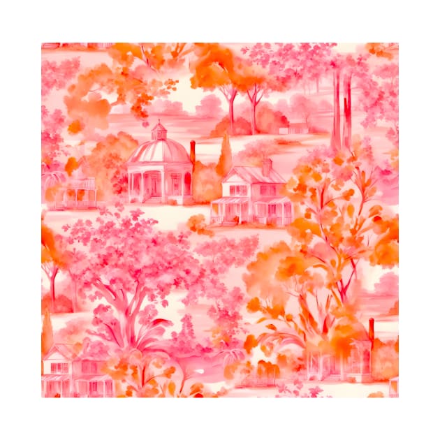 Orange Rotunda toile watercolor by SophieClimaArt