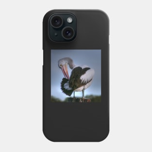 Picky Patient Pelican Preening on Pole in Pool Phone Case