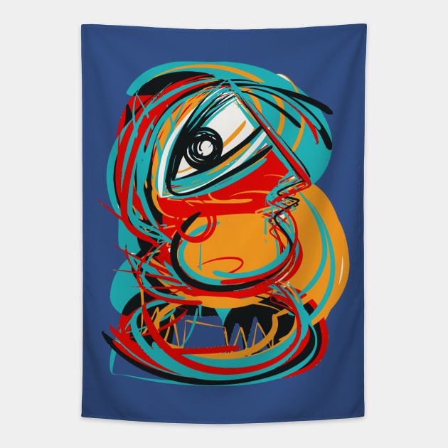 Cool Cyclope Street Art Character Tapestry by signorino