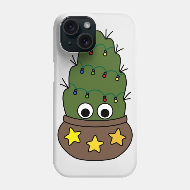 Cute Cactus Design #223: Cactus With Christmas Lights Phone Case by DreamCactus