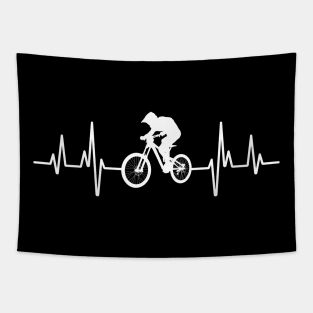 Mountain bike and heartbeat design for MTB enthusiasts Tapestry