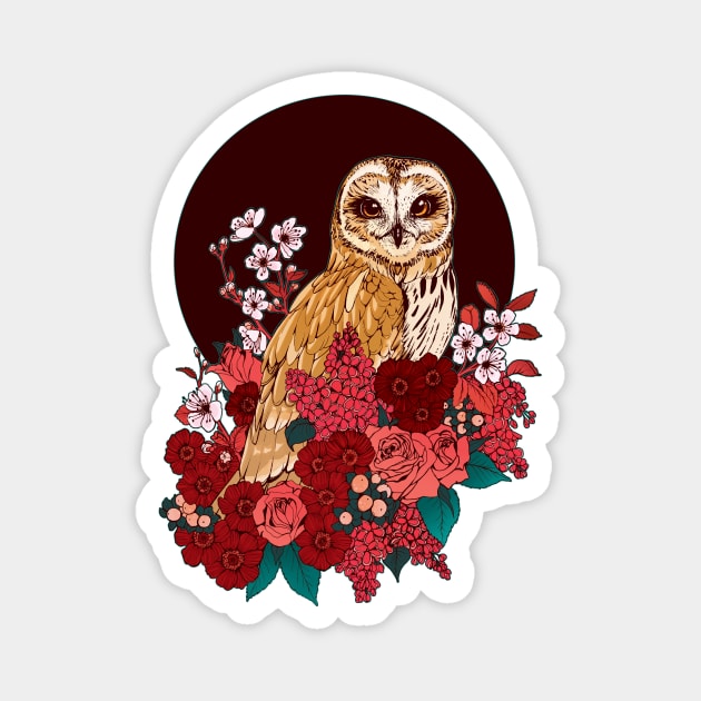 Owl Floral Eclipse Magnet by Plaguedog