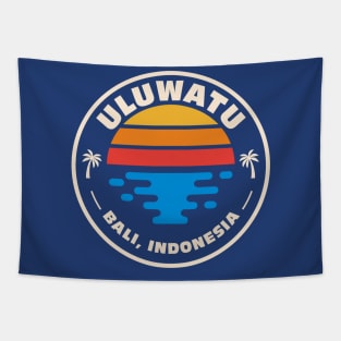 Retro Uluwatu Bali Indonesia Vintage Beach Surf Emblem Tapestry