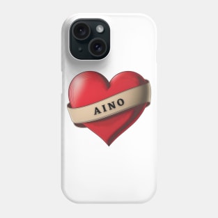 Aino - Lovely Red Heart With a Ribbon Phone Case