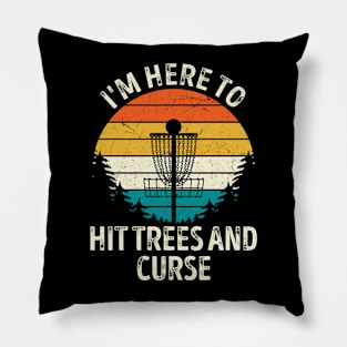 Funny Disc Golf Hit Trees and Curse Vintage Disc Golf Pillow