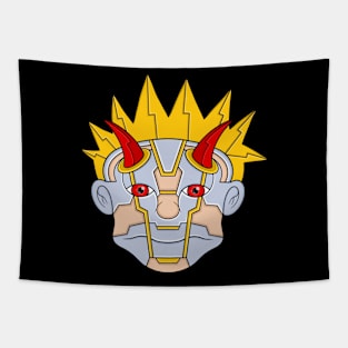 Mecha cyborg red horns and eyes Tapestry