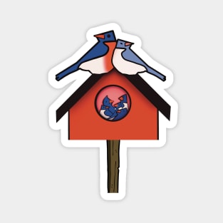 Bluebirds in birdhouse Magnet