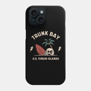 Vintage Surfing Trunk Bay USVI US Virgin Islands // Retro Surf Skull Phone Case