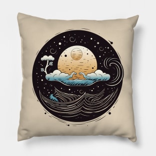 Abstract Moon Among Clouds Pillow