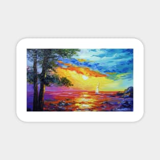 Sailboat at sunset Magnet