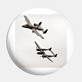 Warthog and Lighting Sepia In Flight Military Aviation Pin