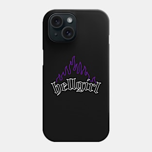 Hellgirl Aesthetic Goth Grl Grunge Design (Purple Flames & White Text) Phone Case