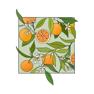 Oranges and Orange Blossom Floral Design T-Shirt