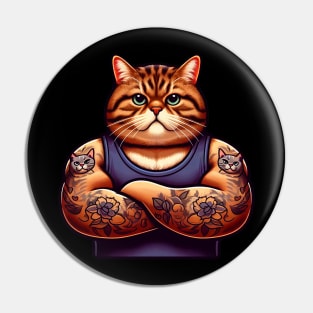 Tabby Cat with Cat Tattoo Pin