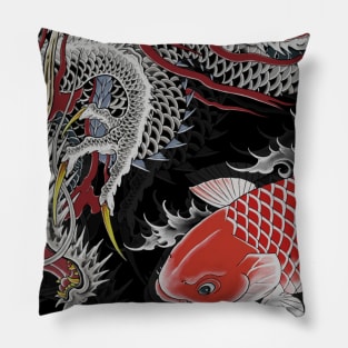 The dragon and the carp Yakuza tattoos Pillow