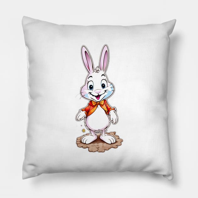 White bunny rabbit cute Pillow by LATAVIdesign