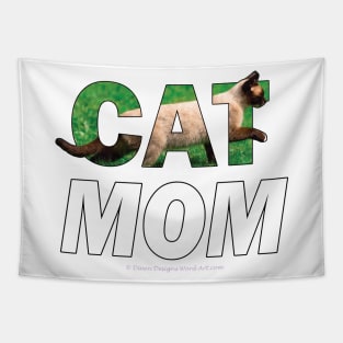 CAT MOM - siamese cat oil painting word art Tapestry