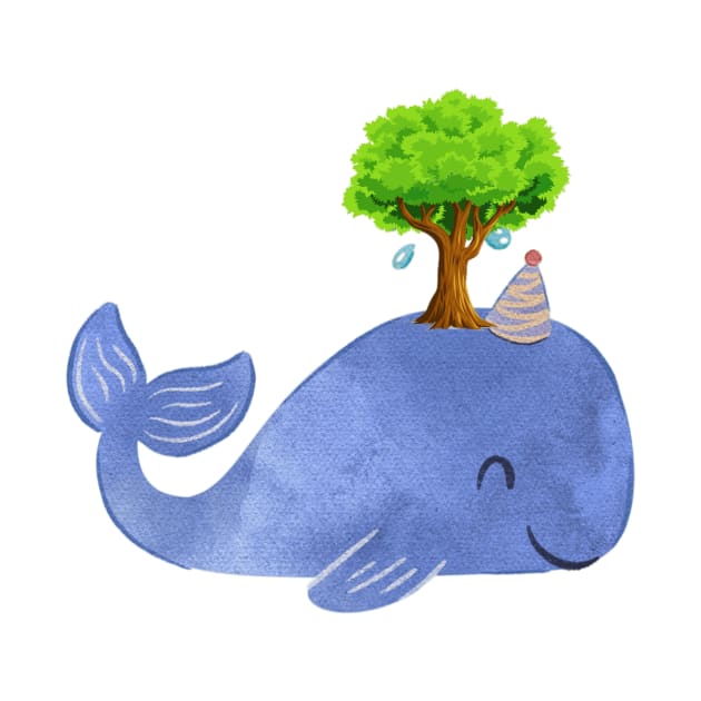 Giant sea whale with a tree by Medotshirt