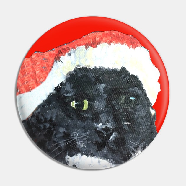 Santa Cat Christmas Pin by Lil' Angel Pet Portraits