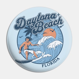 1970s Vintage Surfing Daytona Beach, Florida Retro Sunset // Old School Surfer // Surf Florida Pin