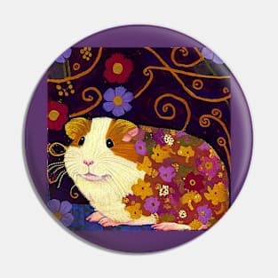 Guinea Pig With Flowers Pin