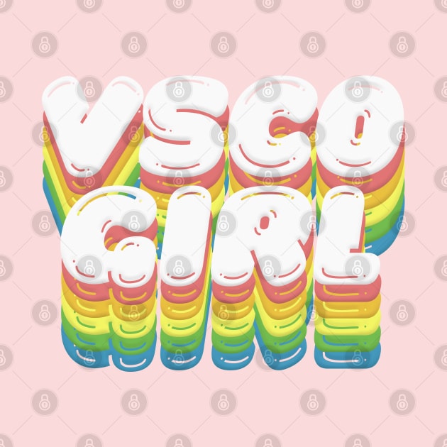 VSCO Girl ~ Retro Rainbow Typography Design by DankFutura