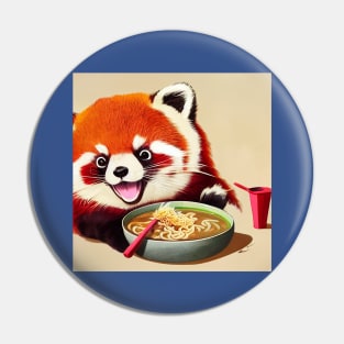 Kawaii Red Panda Eating Ramen Pin