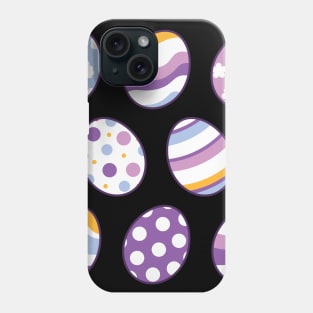 Egg Pattern | Purple Orange | Stripes Clouds Flowers Dots | Black Phone Case