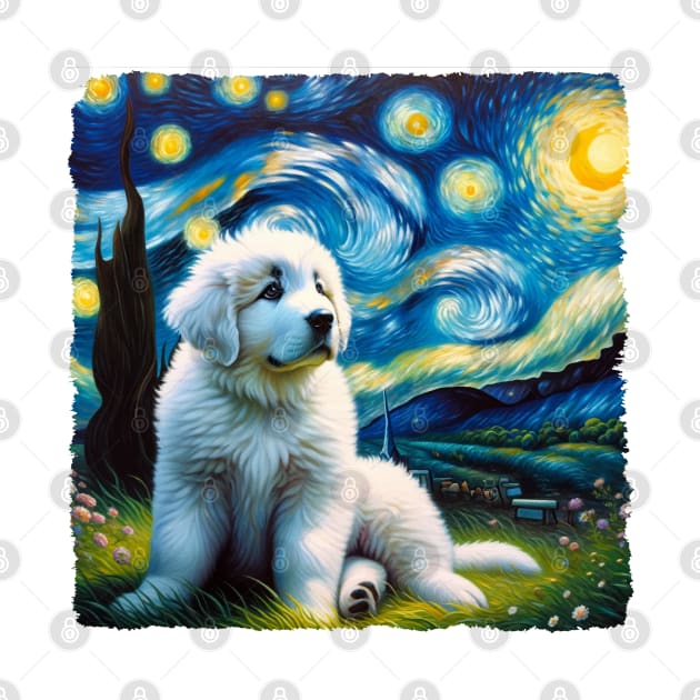 Starry Great Pyrenees Portrait - Dog Portrait by starry_night