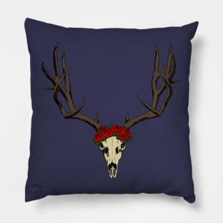 Deer skull with flower crown Pillow