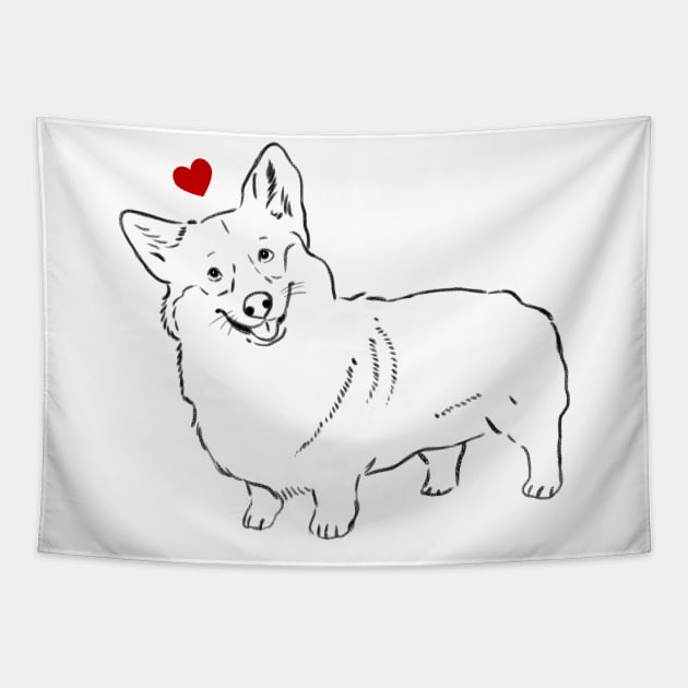 Corgi Lover, Cute Corgi, Corgi with Heart Tapestry by sockdogs