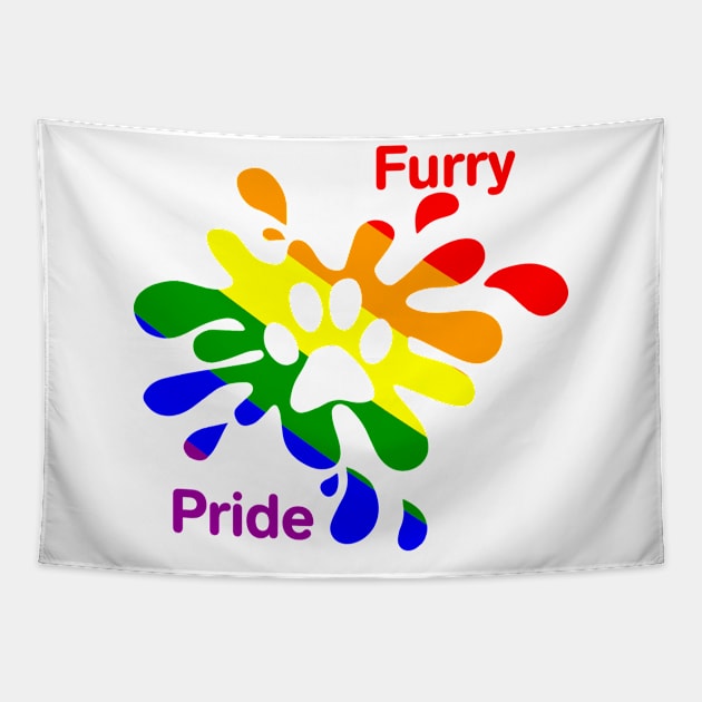 Fury Pride Rainbow Gay Cute LGBT Splat Tapestry by Mellowdellow