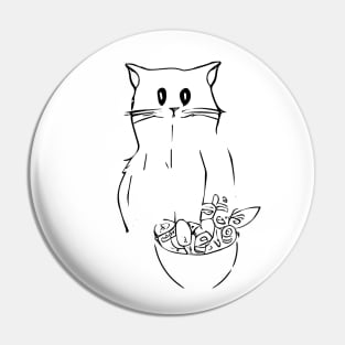 Cat and Flower Pot Pin