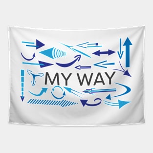 My way- Blue Arrows Tapestry