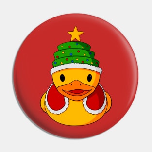 Christmas Tree Hat Rubber Duck Pin