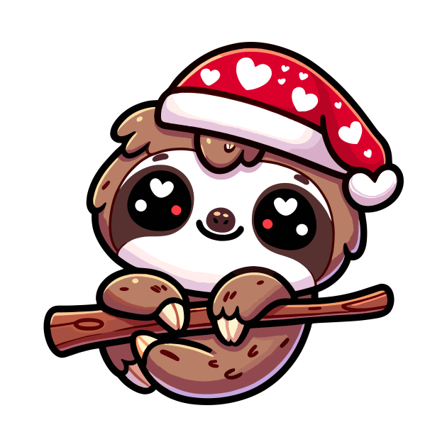 Cute Kawaii Valentine's Sloth with a Hearts Hat by Luvleigh