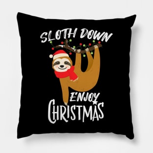 Sloth down enjoy christmas Pillow
