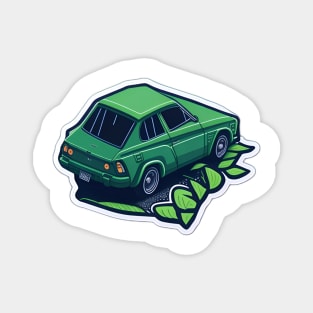 green car, 3d style green car Magnet