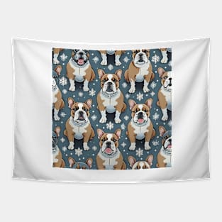 Bulldog Christmas pattern Tapestry