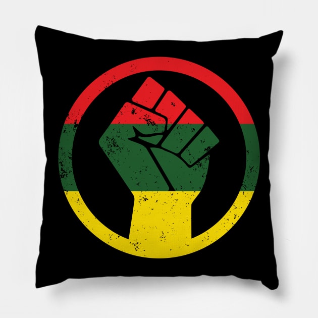 RASTA BLACK POWER FIST DISTRESSED SHIRT Pillow by blacklives